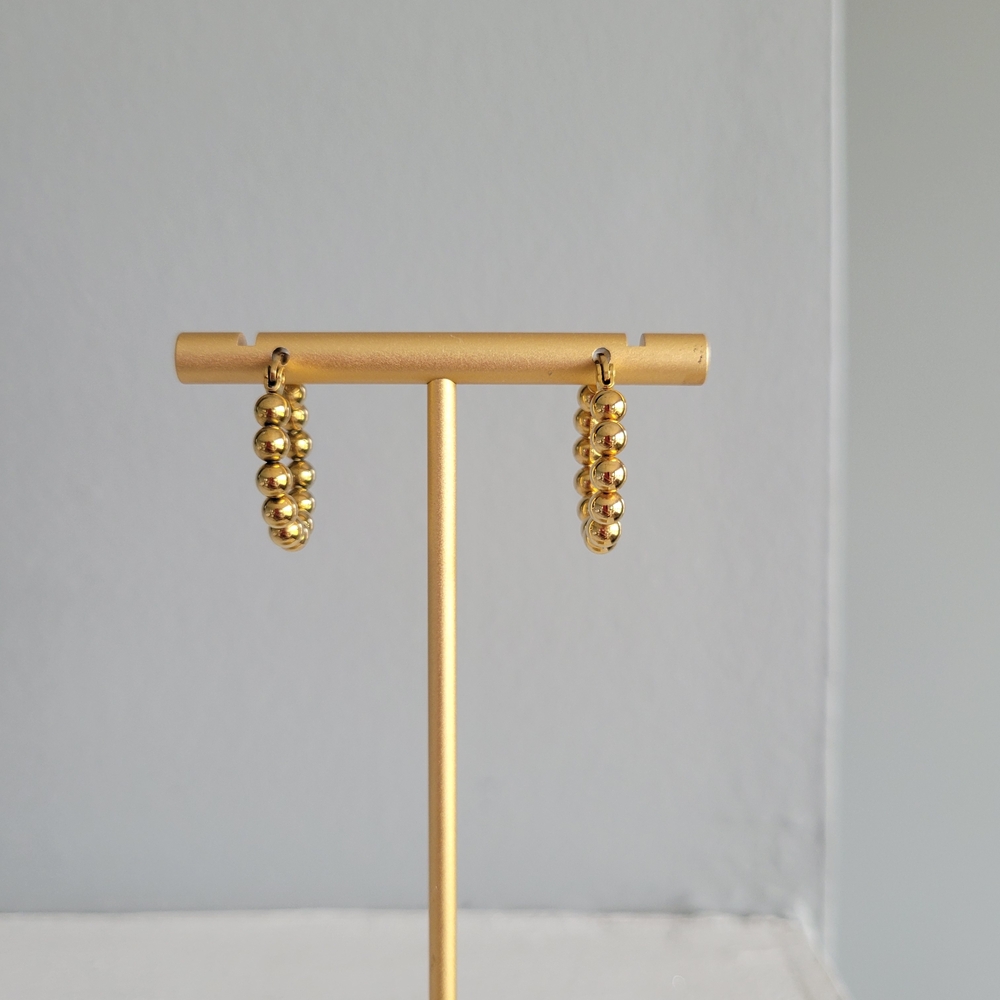 NA NIN Classic Gold Plated Ball Non-Tarnish Hoop Earrings - Picture 8 of 8